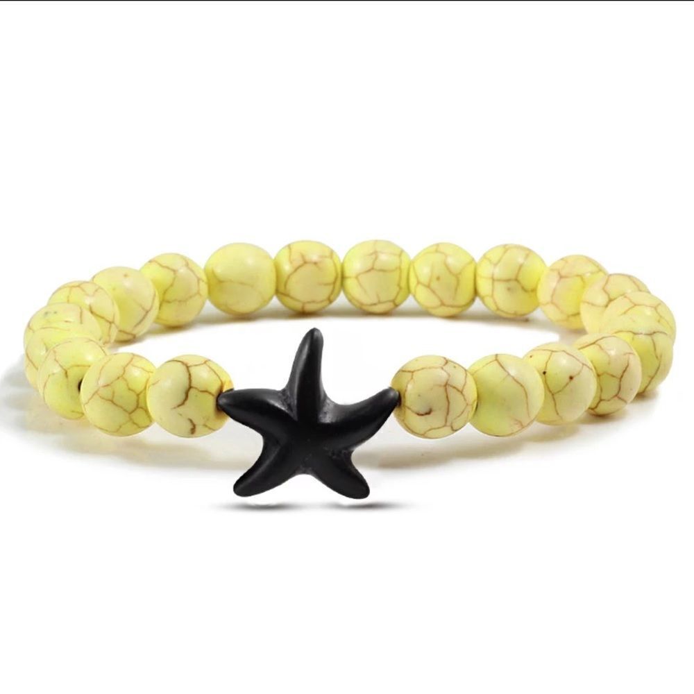 YELLOW Marbled Sea Star Beaded Bracelet OS